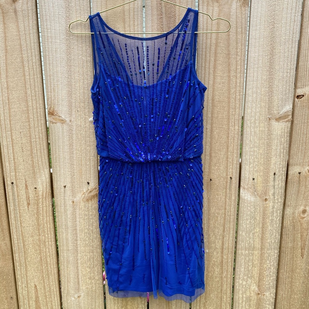 Aidan by Aidan Mattox Blue Sequined Dress